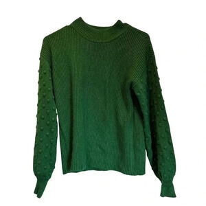 Cece Green Sweater Dots Textured Crew neck